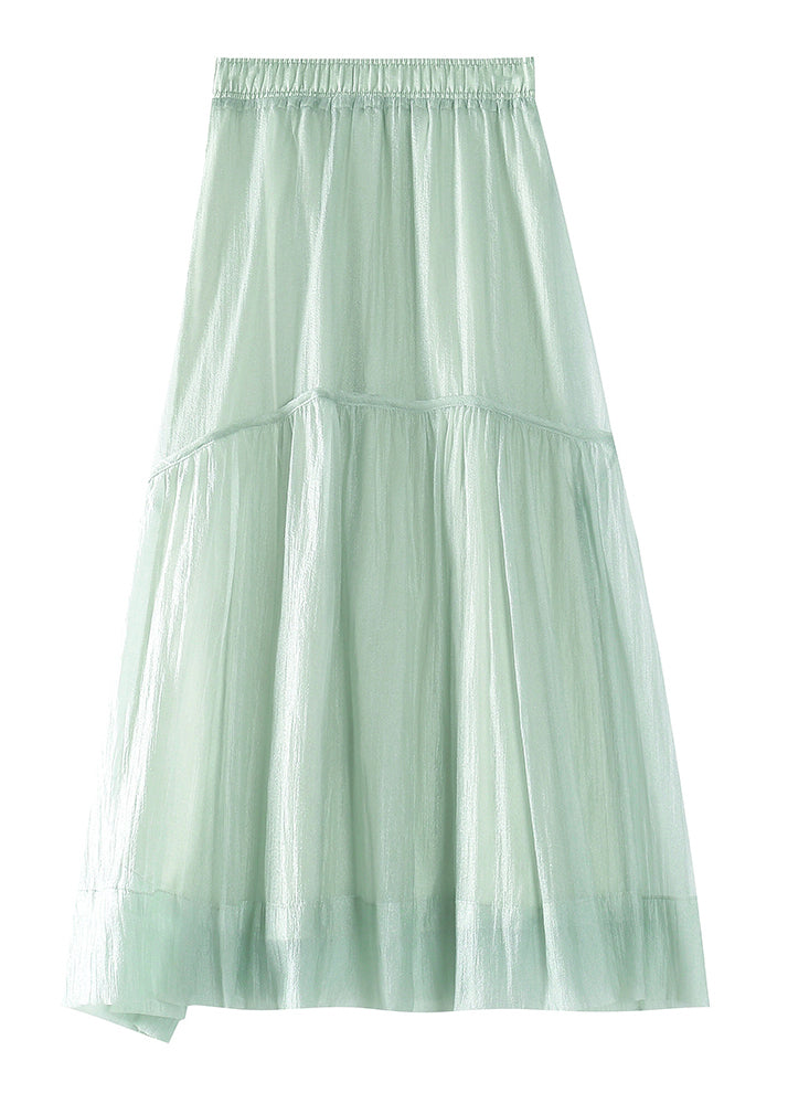 Élégant Organza élastique à la taille élastique vert