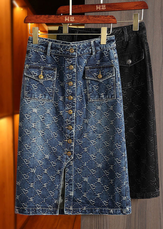 Fashion Blue Print Patchwork High Taist Denim une jupe de ligne d'été