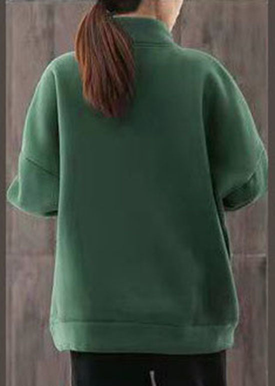 Fashion Green Pockets chauds en molleton de toison en molleton Top hiver