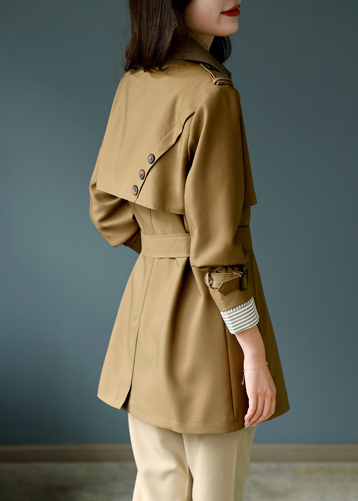 Fashion Khaki Notched Button Trench Coat à manches longues