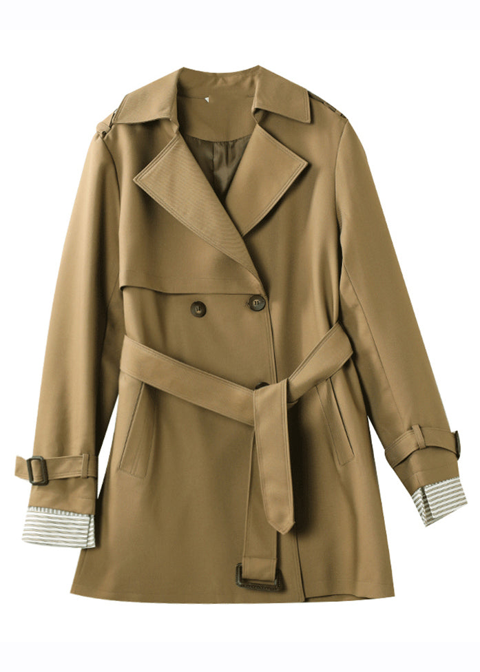 Fashion Khaki Notched Button Trench Coat à manches longues