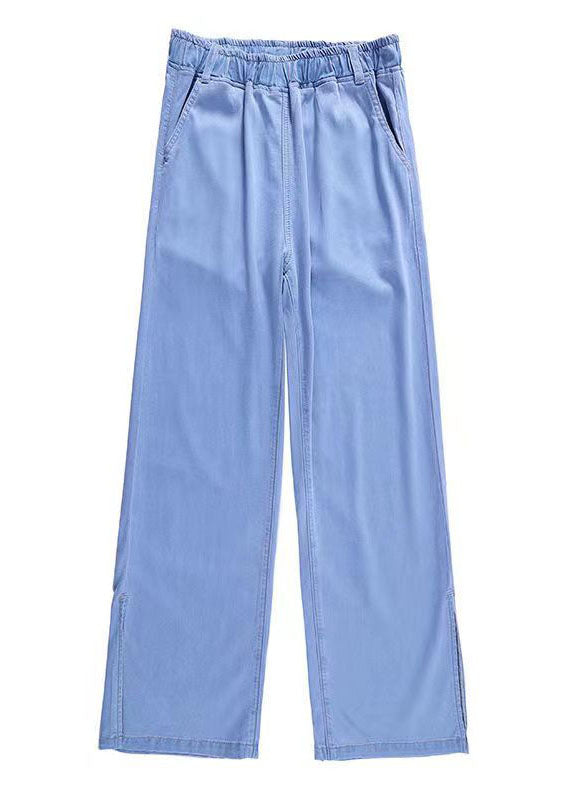 Fashion Bleu clair élastique côté coton ouvert pantalon en denim en coton été