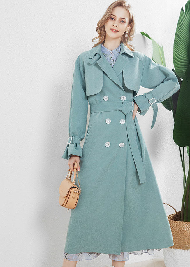 Mode clair bleu Peter Pan collier double trench poitrine