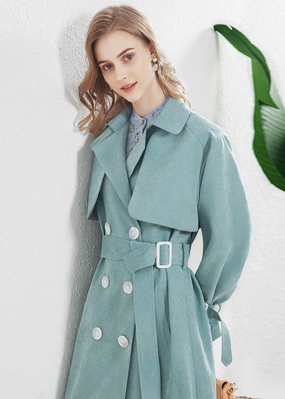 Mode clair bleu Peter Pan collier double trench poitrine