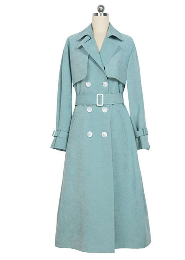 Mode clair bleu Peter Pan collier double trench poitrine