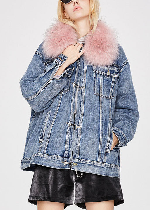 Fashion Denim Blue Rose Fur Collier de canard hivernal Down Down