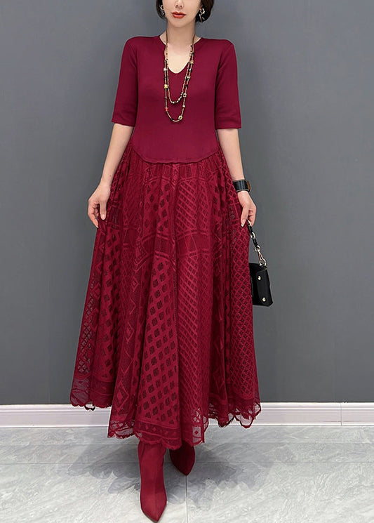 Robe maxi fin rouge V Red V cou