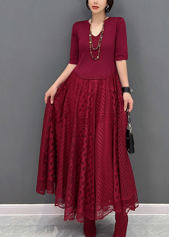 Robe maxi fin rouge V Red V cou