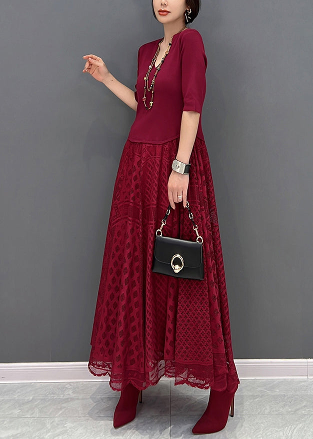 Robe maxi fin rouge V Red V cou