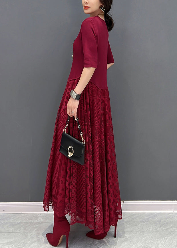 Robe maxi fin rouge V Red V cou