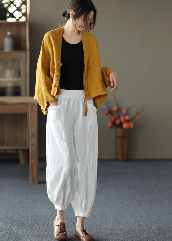 Fine Yellow Bat wing Sleeve Pockets Coat Short - SooLinen