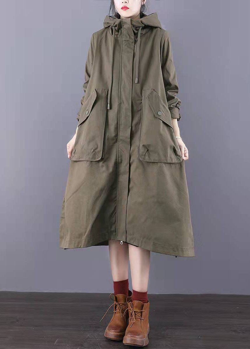 Trench Coats de coton vert zip