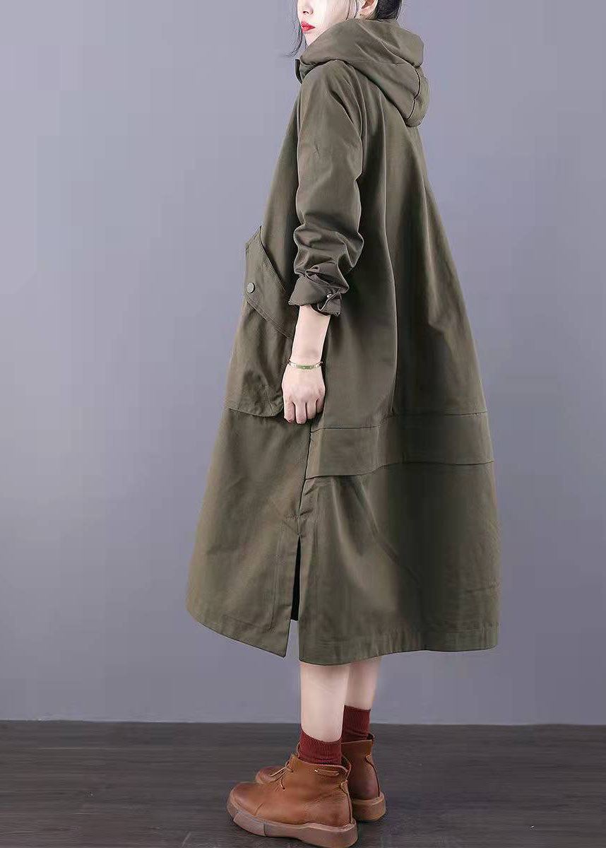 Trench Coats de coton vert zip