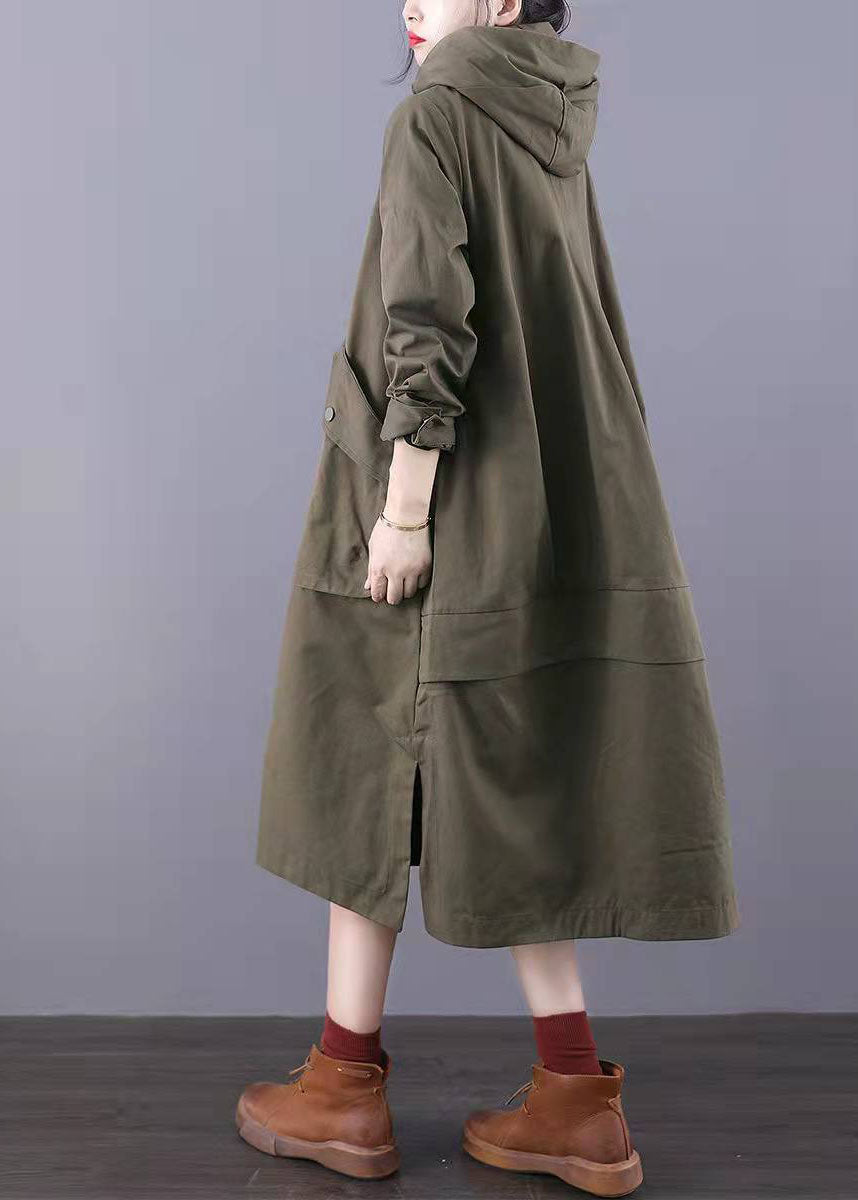 Trench Coats de coton vert zip