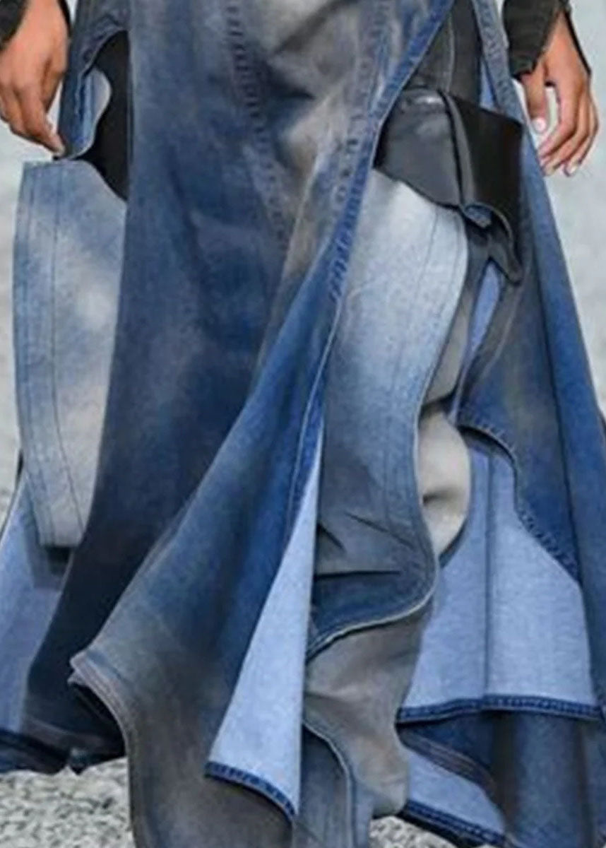 Patchwork asymétrique bleu français jupes denim d'été