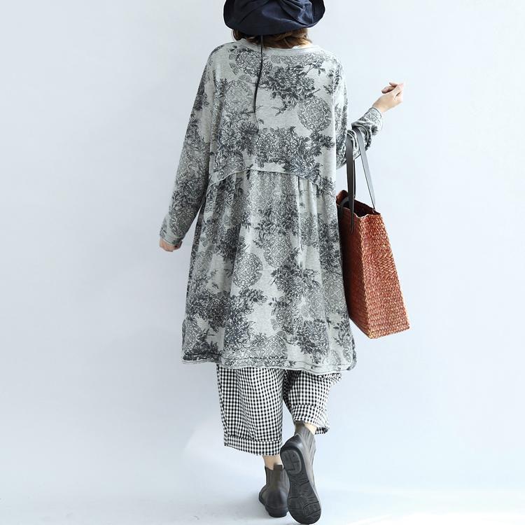 Robes de coton à imprimé gris