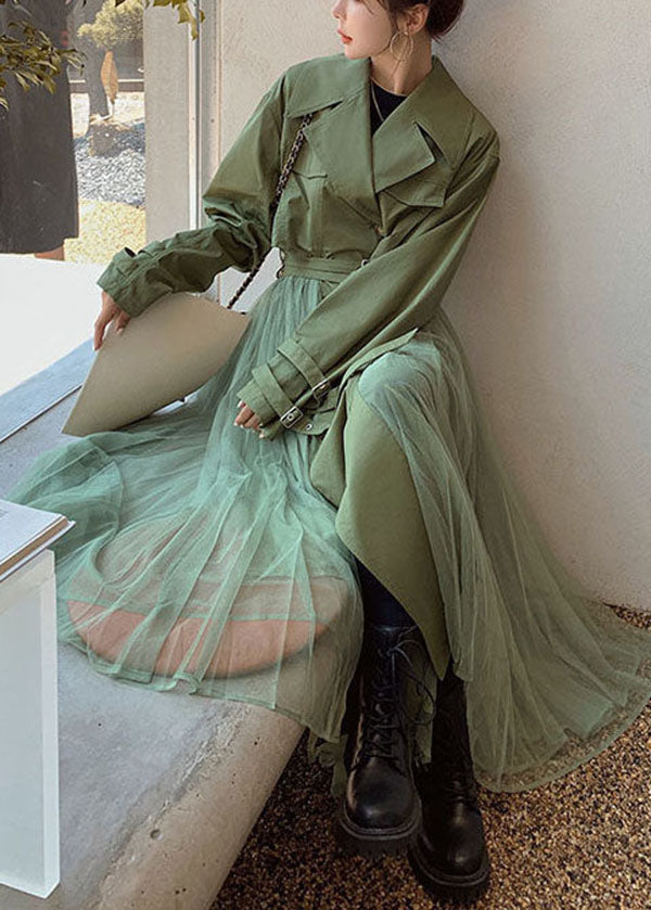 Patchwork vert tulle trench PETER PAN Collier à manches longues