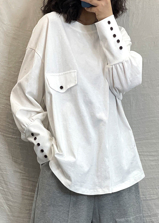 Handmade White low high design Cotton Sweatshirts Tracksuits Long Sleeve