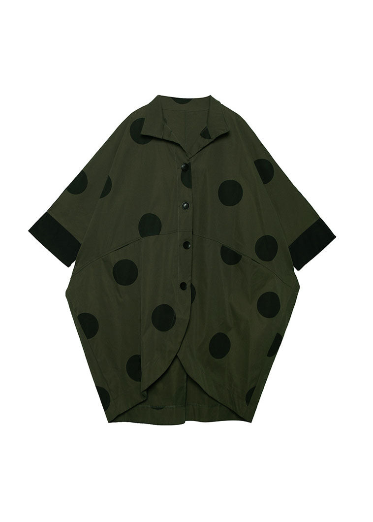 Design asymétrique vert linéaire Peter Pan Collar Trench Trench Coats Printemps