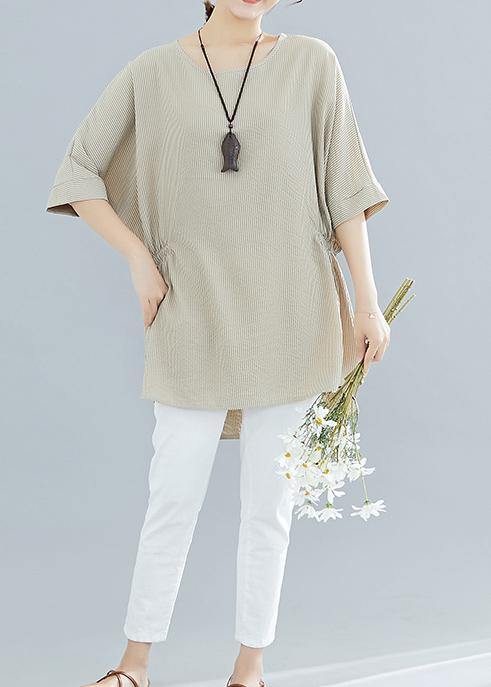 Loose Batwing Sleeve cotton Blouse Inspiration nude shirts summer - SooLinen