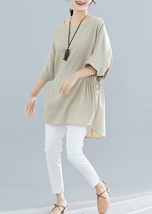 Loose Batwing Sleeve cotton Blouse Inspiration nude shirts summer - SooLinen