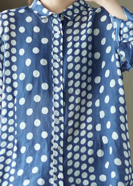 Linette Blue Peter Pan Collier Print Linge à manches longues