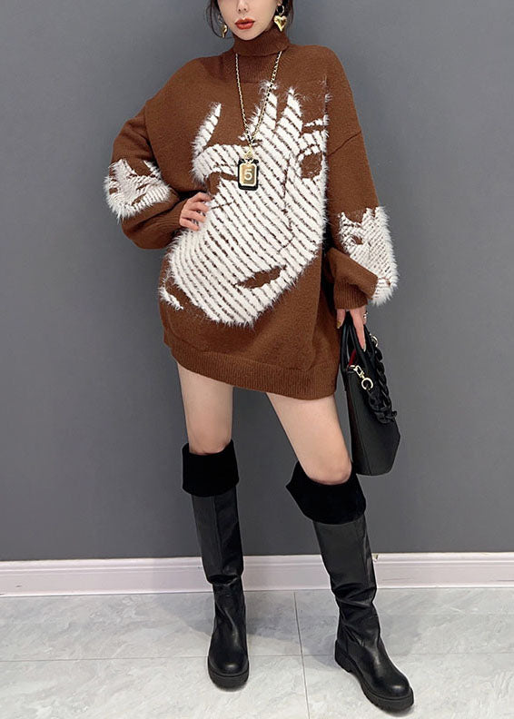 Chocolate Hign Couce personnage imprimé en tricot d'hiver