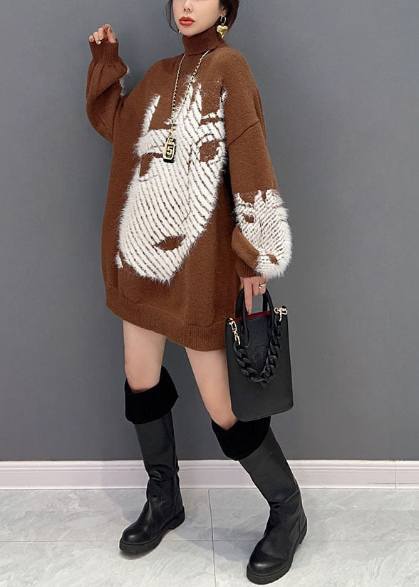 Chocolate Hign Couce personnage imprimé en tricot d'hiver