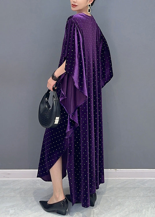 Patchwork Asymétrique en vrac Patchwork Velor Long Robes Fall