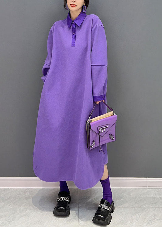 Purple Purple Peter Pan Collier Coton Robes solides Spring