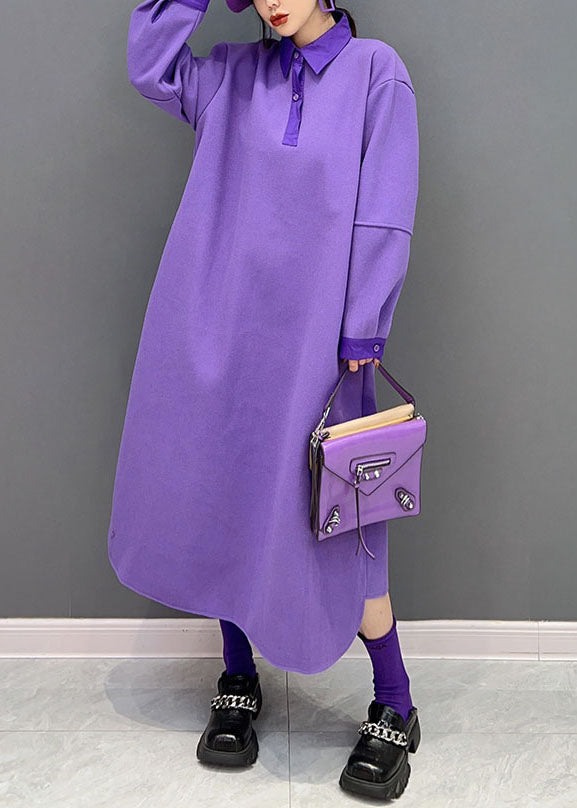 Purple Purple Peter Pan Collier Coton Robes solides Spring