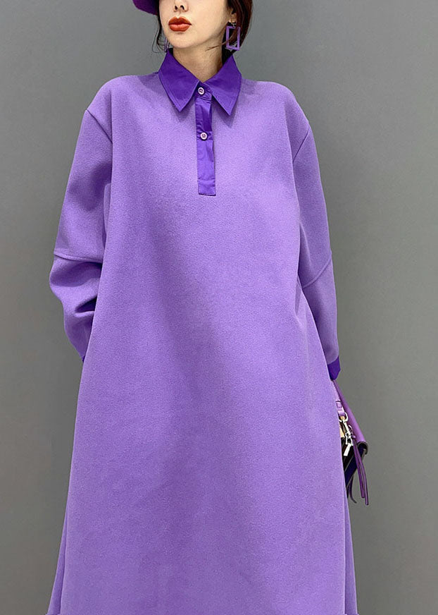 Purple Purple Peter Pan Collier Coton Robes solides Spring