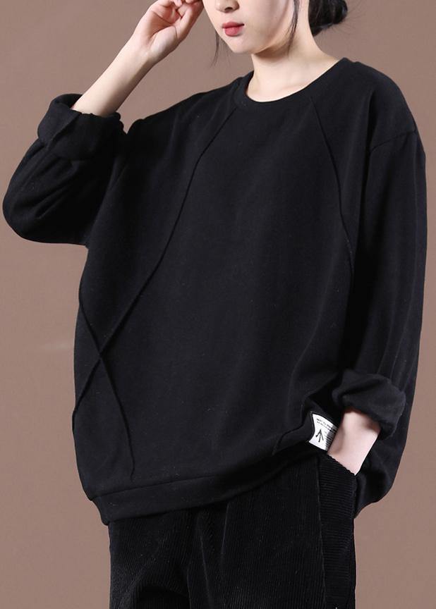 Modern Black Casual Loose Sweatshirts Top - SooLinen