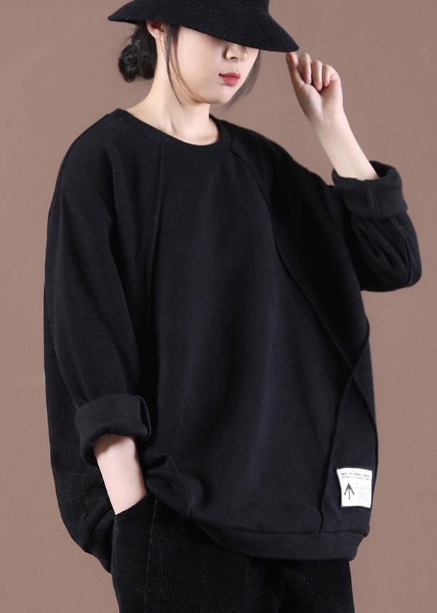 Modern Black Casual Loose Sweatshirts Top - SooLinen