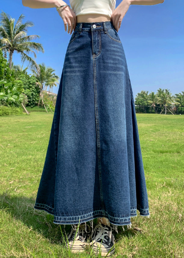 Poches bleues modernes Patchwork High Taist Denim une ligne jupe d'été