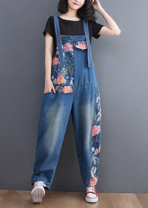 Patchwork Blue Patchwork moderne Denim Saut-salons droits de combinaison