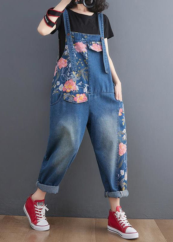 Patchwork Blue Patchwork moderne Denim Saut-salons droits de combinaison