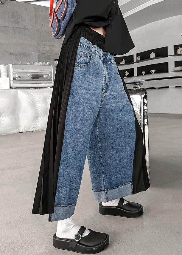 Patchwork élastique à la taille élastique moderne pantalon de la taille élastique