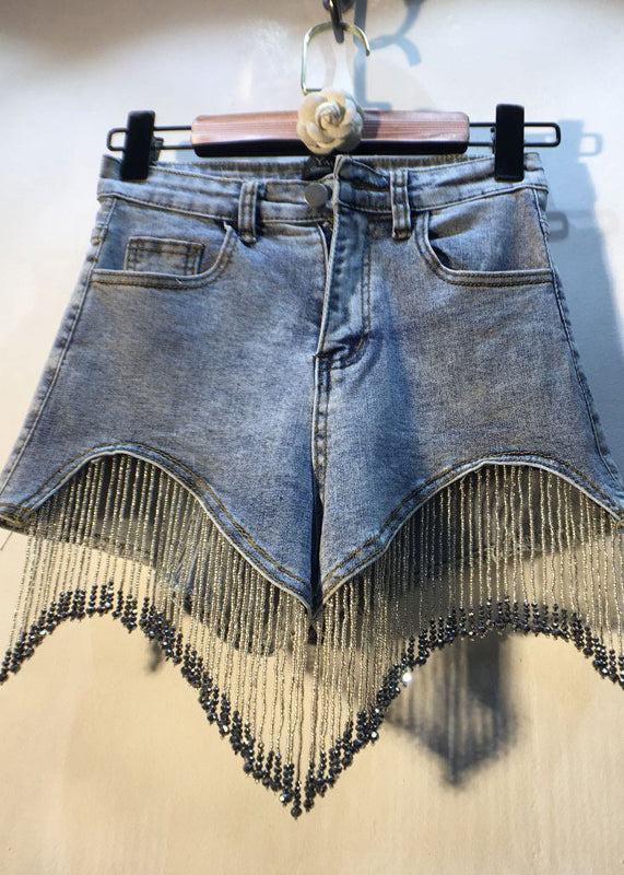 Diamants de bouton bleu de jean moderne Shorts en coton