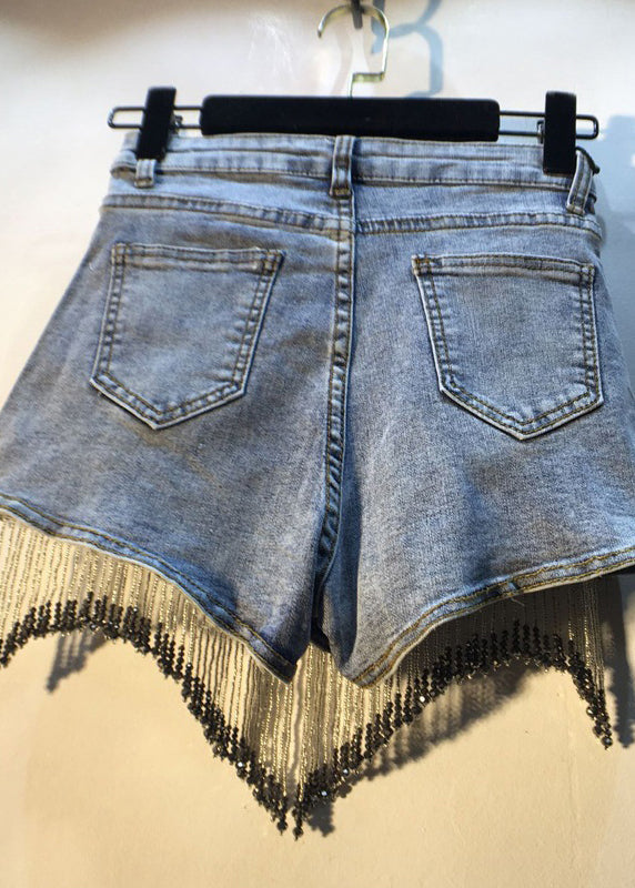 Diamants de bouton bleu de jean moderne Shorts en coton