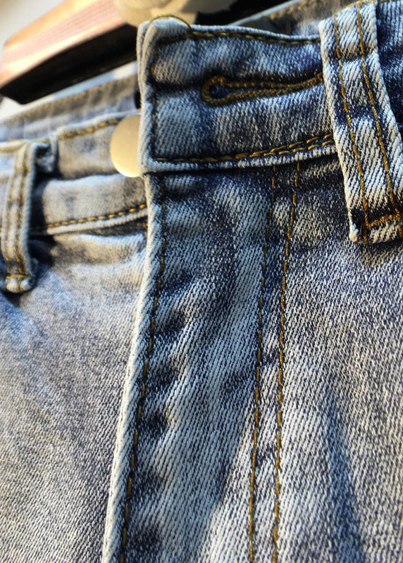 Diamants de bouton bleu de jean moderne Shorts en coton