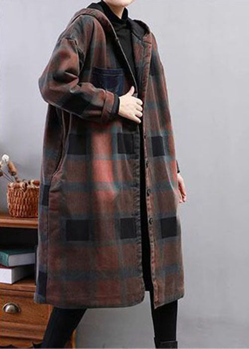 Plaid à capuche kaki moderne Fine coton rempli d'hiver