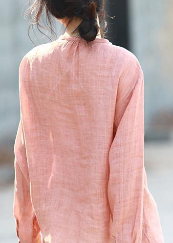 Modern half sleeve pink linen Blouse summer shirt - SooLinen