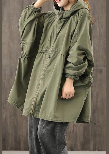 Modern hooded zippered clothes For Women Shape army green Coats Outwear - SooLinen