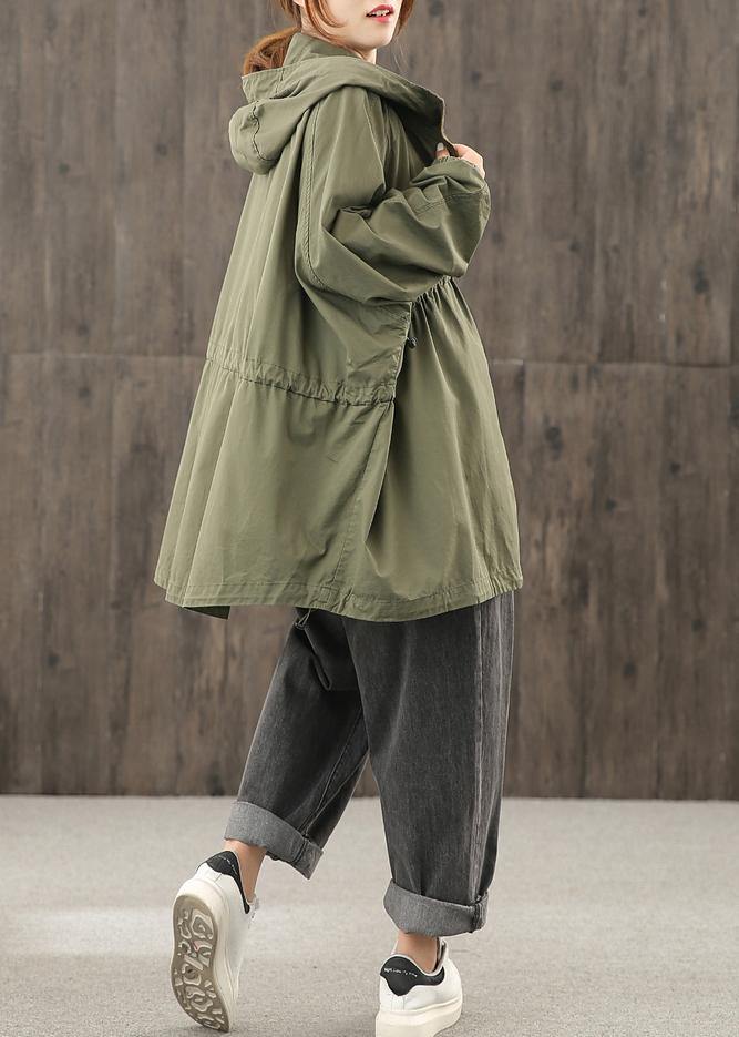 Modern hooded zippered clothes For Women Shape army green Coats Outwear - SooLinen