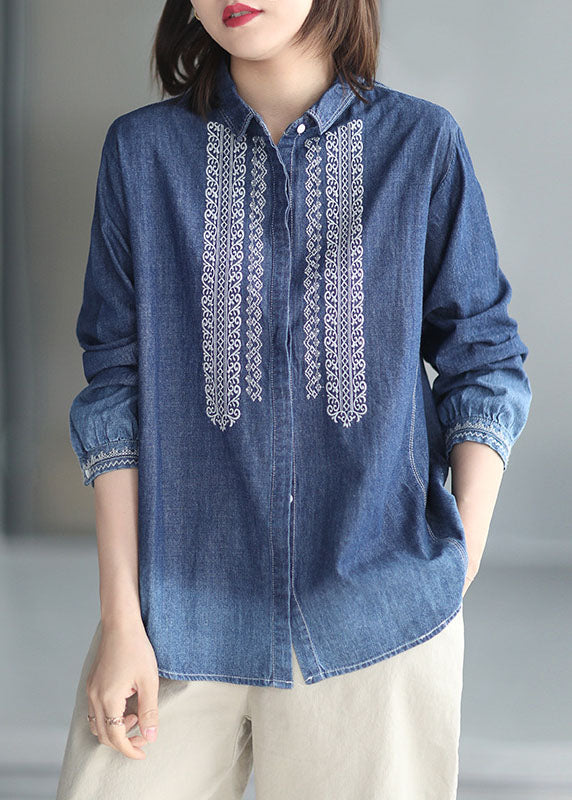 Collier Blue Perter Natural Patchwork Denim Shirt Long Manchet