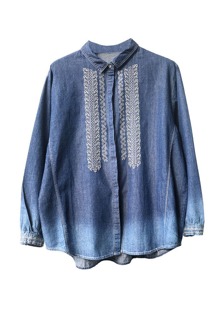 Collier Blue Perter Natural Patchwork Denim Shirt Long Manchet