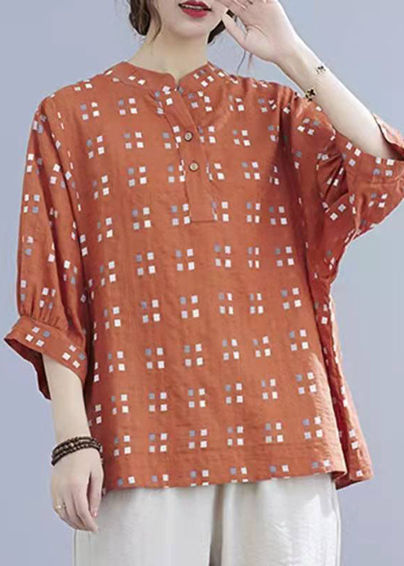 Rouffon à col oral naturel Design Blouse orange