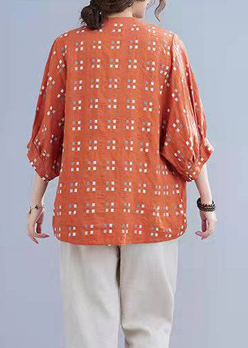 Rouffon à col oral naturel Design Blouse orange