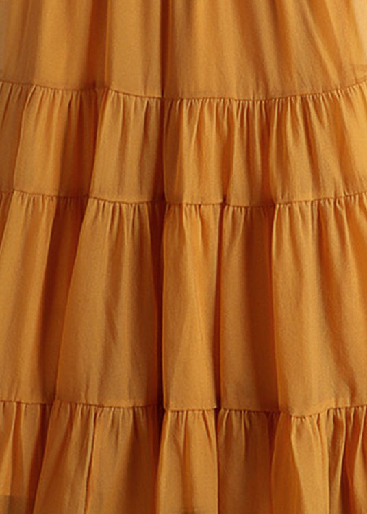 Taille élastique orange en tulle une ligne jupe d'été